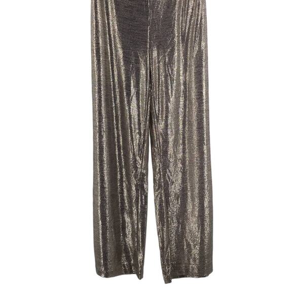 SKIES ARE BLUE SZ S Metallic Foil Silver Elastic Waist Flat Front Pants NWT 0B5 - Picture 2 of 8